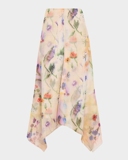 Floral-Print Collared Blouse with Tie Detail