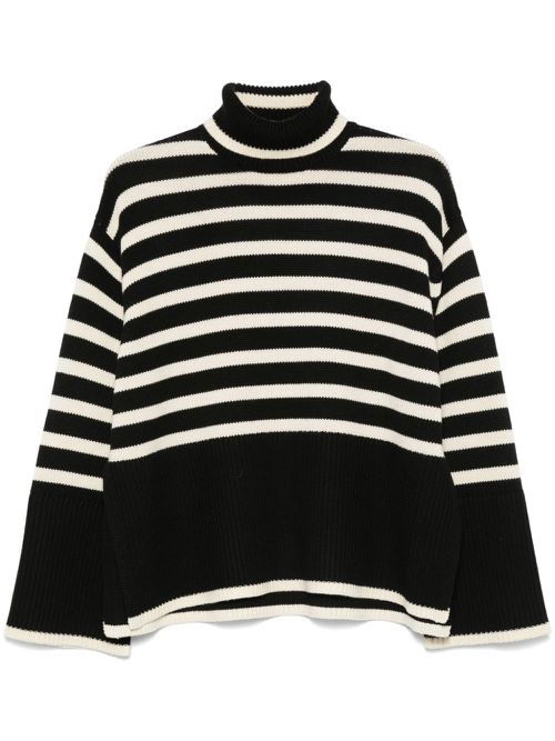 Striped turtleneck sweater - Black