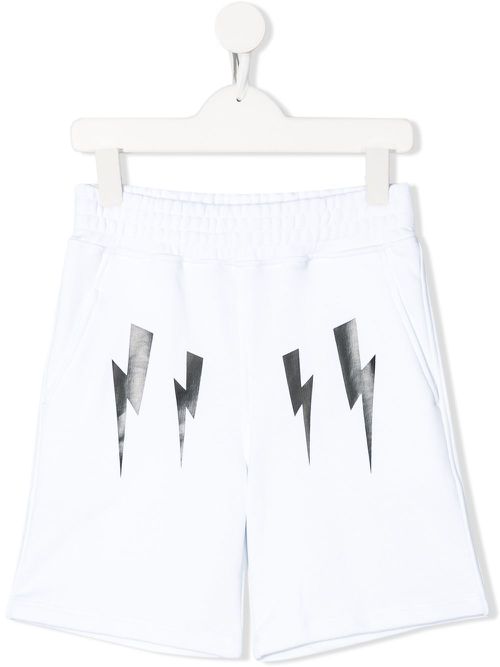 Lightning bolt logo track shorts - White