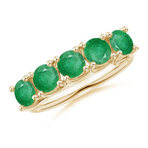 Angara 1.75 Carats Half Eternity Five Stone Emerald Wedding Band in 18K Yellow Gold