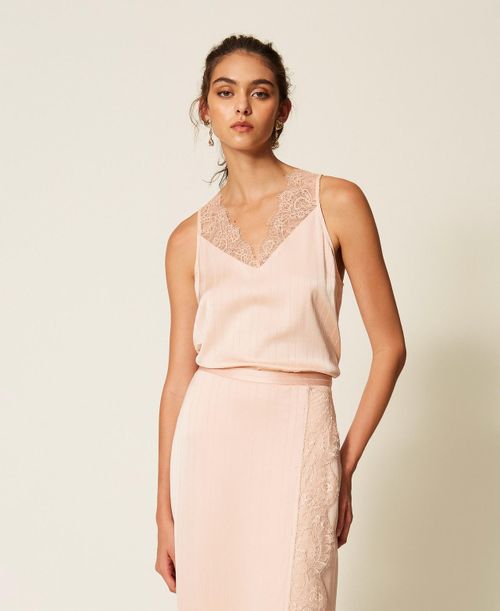 Satin and lace top