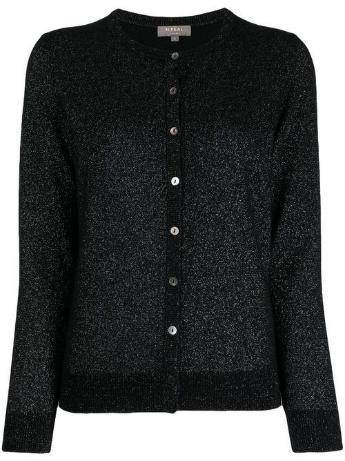 Fine-knit lurex cardigan - Black