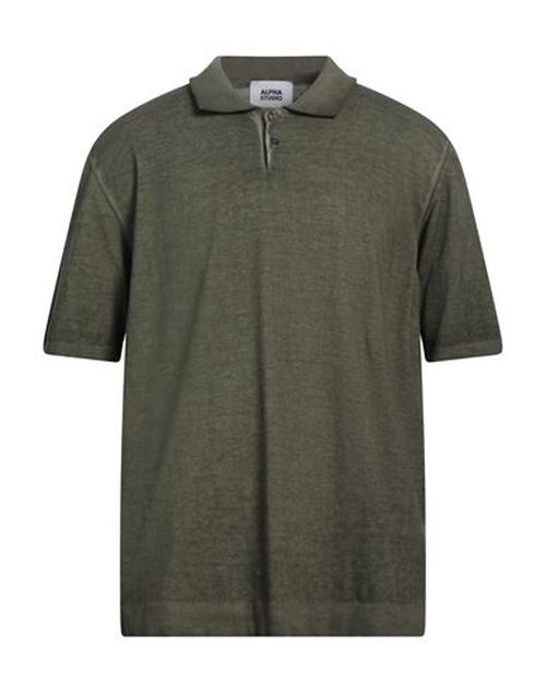 Alpha Studio Man Sweater Military green Size 46 Cotton