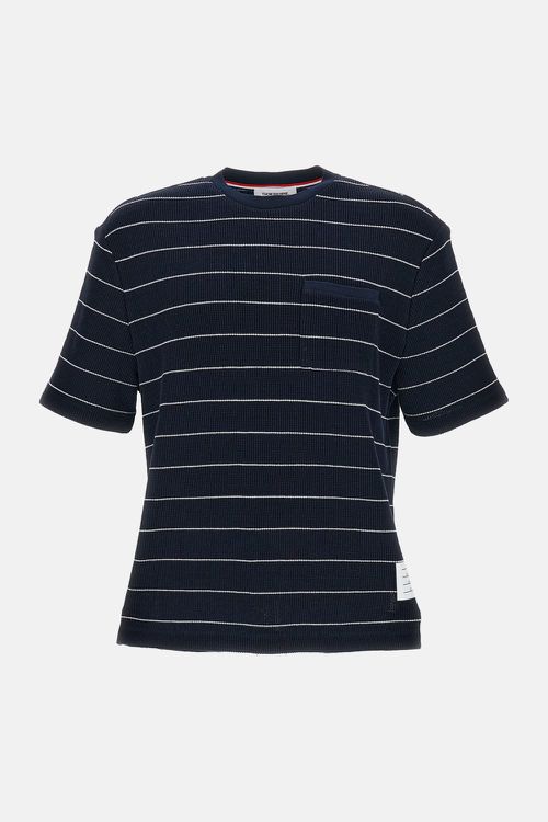 Short Sleeve Tee In Textured Stripe Waffle