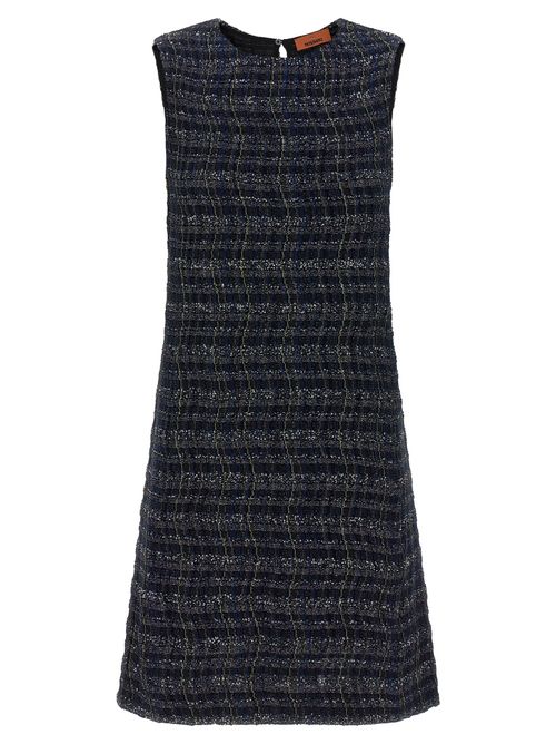 Metallic Tweed Dress — Navy