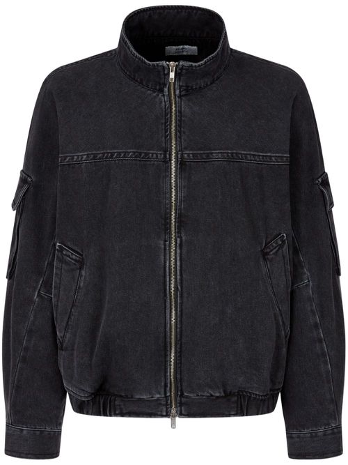 High-neck denim bomber jacket - Black