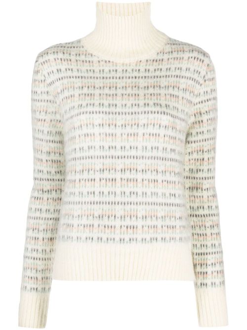 Patterned intarsia-knit high-neck jumper - Neutrals