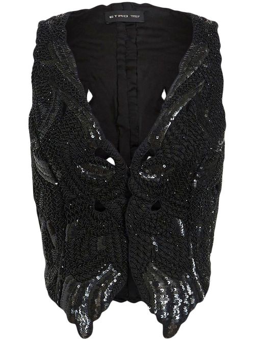 Sequinned butterfly vest - Black