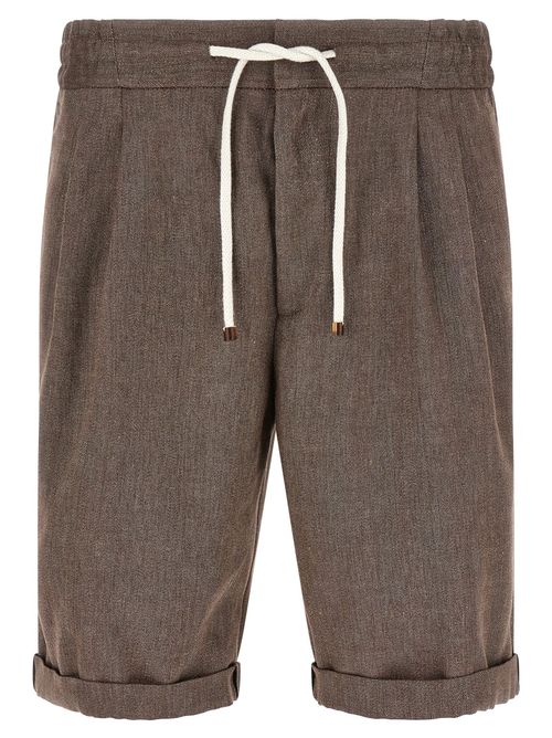 Linen and Virgin Wool Bermuda Shorts — brown