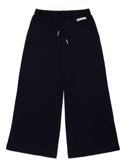 Drawstring cotton track pants - Black