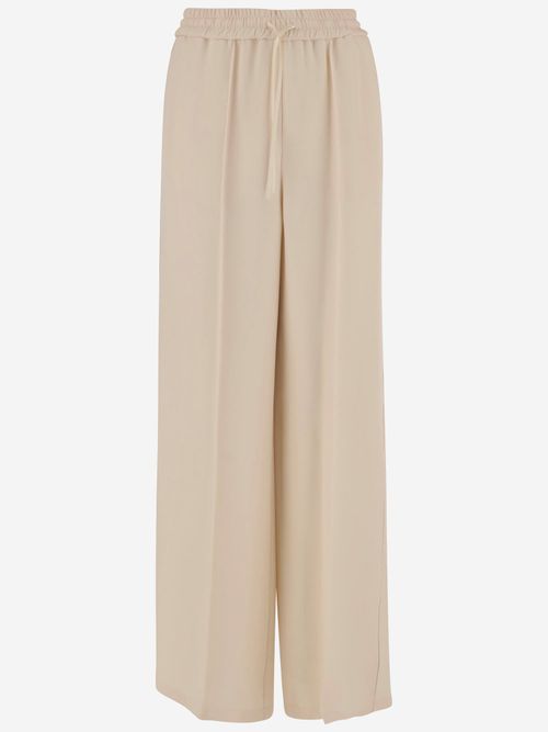 Silk Wide-Leg Trousers — Ivory