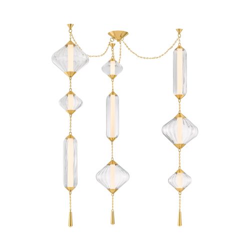 Vintage Polished Brass LED Chandelier from the Fiorello Collection