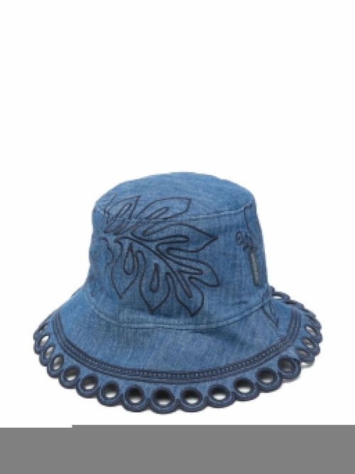 ZIMMERMANN - Embroidered Denim Bucket Hat - Women's - Cotton