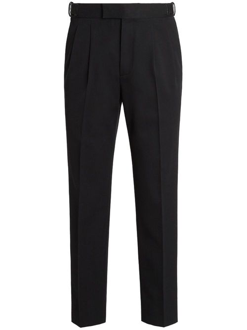 Adjustable-strap wool trousers - Black