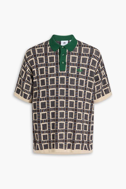 Jacquard-knit cotton-blend polo shirt - Neutral - XS