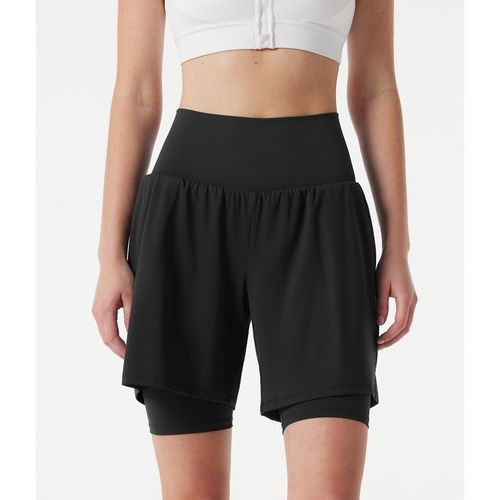 Halara SoftlyZero™ Airy Super High Waisted 2-in-1 InstantCool Yoga Shorts 9'' with Pockets - Black