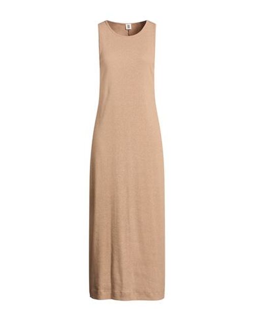 Woman Maxi dress Light brown Size L Cotton, Elastane
