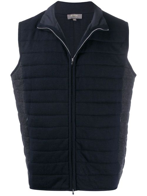 Zip front padded gilet - Blue