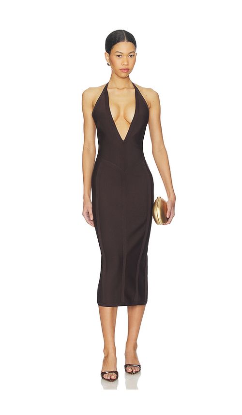 Superdown Kass Bandage Midi Dress in Brown. - M also in