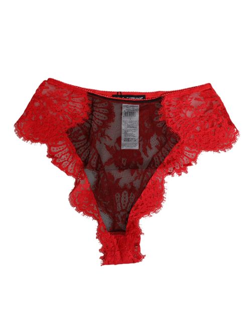 Red Floral Lace Sheer Briefs Women Underwear Cotton Clothing