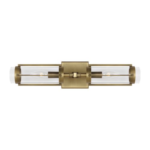 Visual Comfort Studio Flynn 2-Light Bathroom Vanity Light in Time Worn Brass by Ralph Lauren