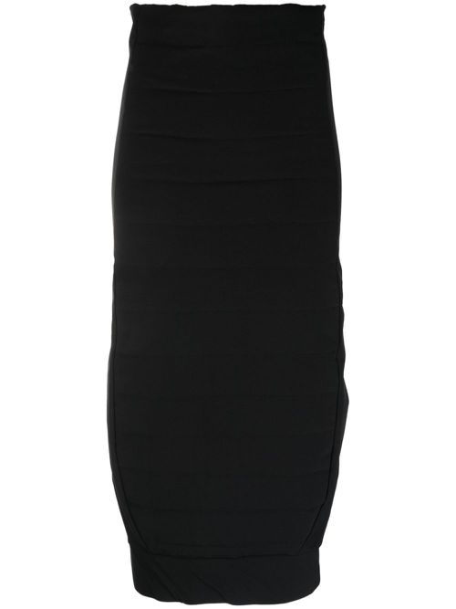 Padded zip-up midi skirt - Black