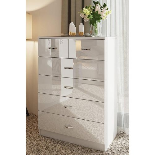 High Gloss White 6 Drawer Chest Of Drawers
