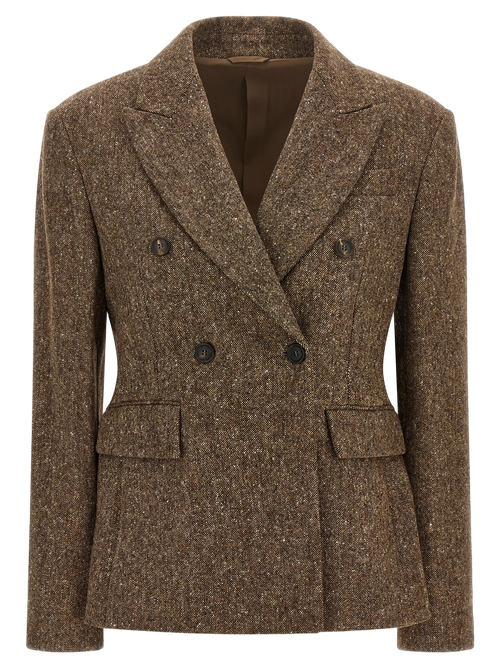 Virgin Wool Donegal Blazer — Brown