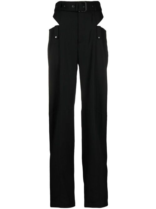 High-waisted wool trousers - Black