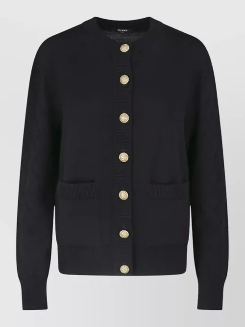 Balmain - crewneck top button detail front pocket