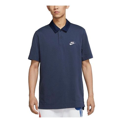 Men's Sportswear Athleisure Casual Sports Rugby Short Sleeve Lapel Navy Blue Polo Shirt