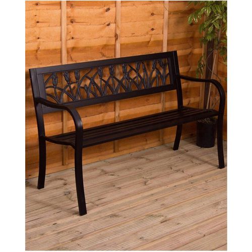 Garden Vida Steel Garden Bench Tulip 3 Seater Outdoor Furniture