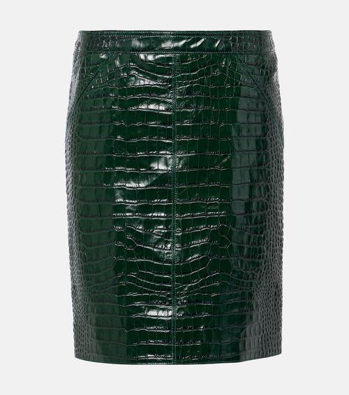 Croc-effect leather miniskirt