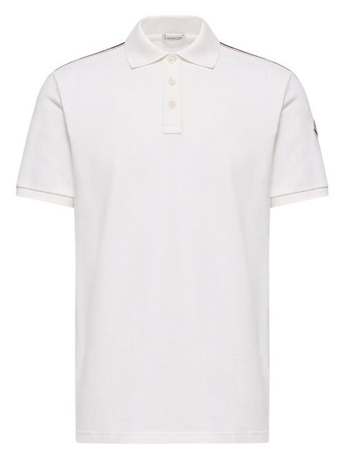 Cotton Polo Shirt with Tricolor Trim and Logo Patch