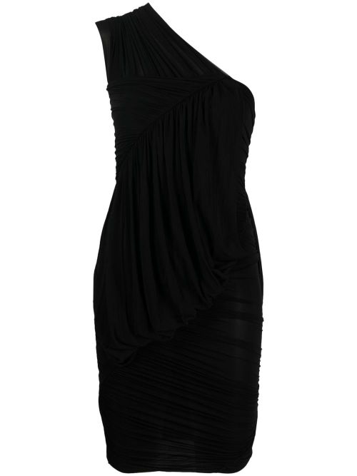 One-Shoulder Draped Dress — Black