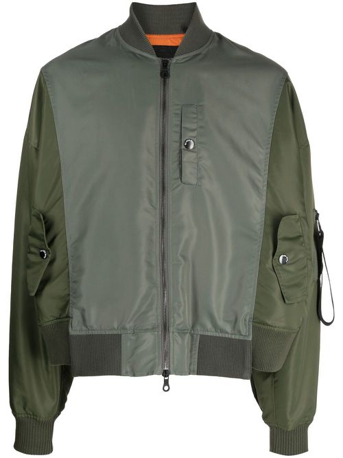 Spliced satin bomber jacket - Green