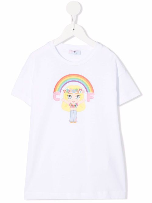 Rainbow logo-printed T-shirt - White