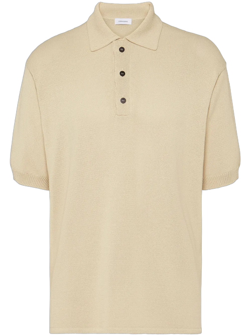 Logo-Plaque Knitted Polo Shirt — Beige