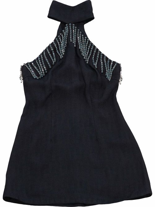 Crystal-trim halterneck dress - Blue
