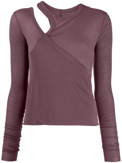 Cut-out detailing round-neck top - Purple
