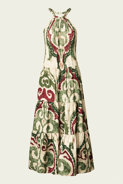 Violet Dress in Ikat Green