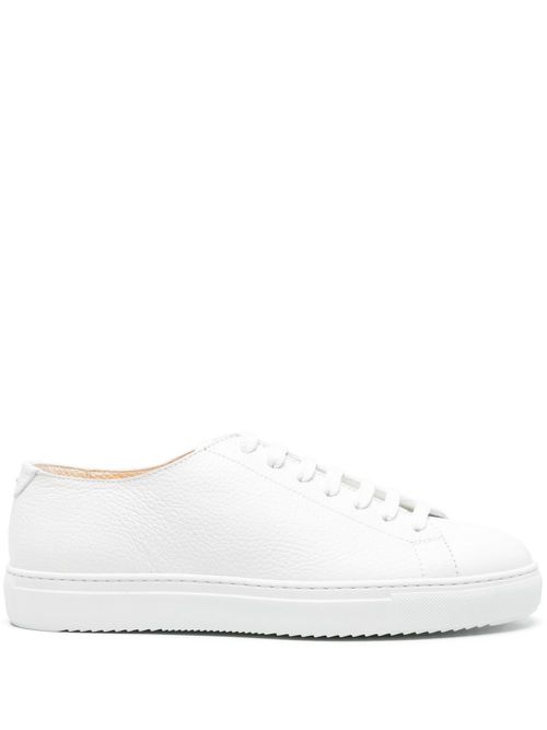 Grained leather lace-up sneakers - White