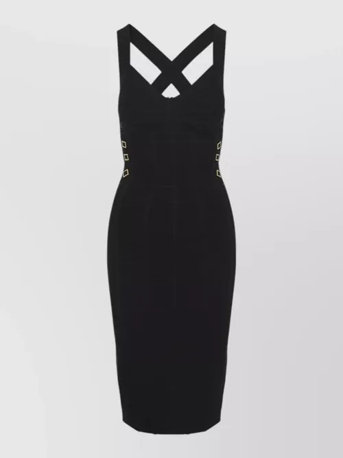 Elisabetta Franchi - shaping knit midi dress crossed strap
