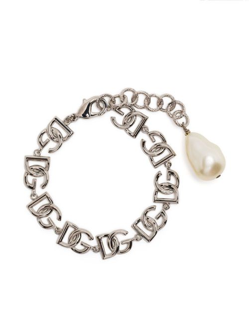Logo-plaque polished-finish bracelet - Silver