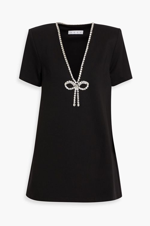 Crystal-embellished stretch-jersey mini dress - Black - S