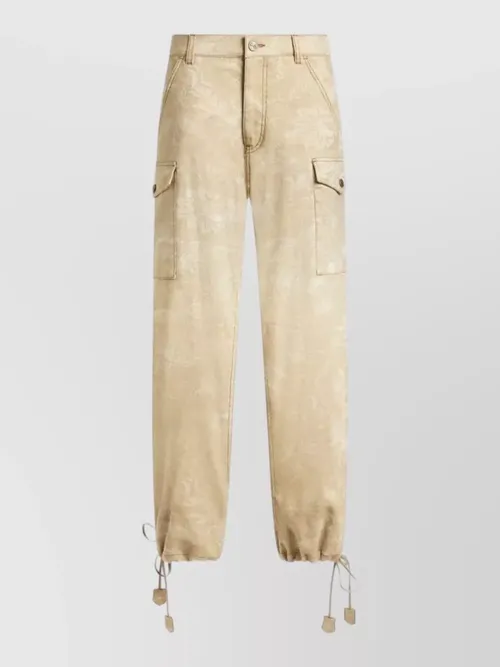Etro - jacquard canvas cargo trousers button pocket