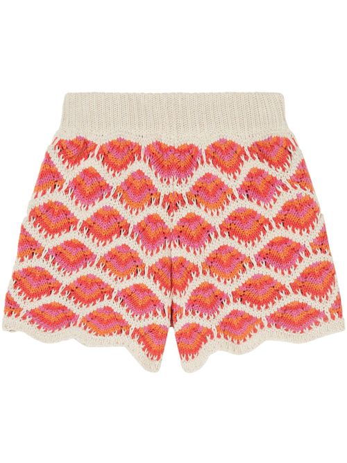 Hawa Mahal crochet-knit shorts - Pink