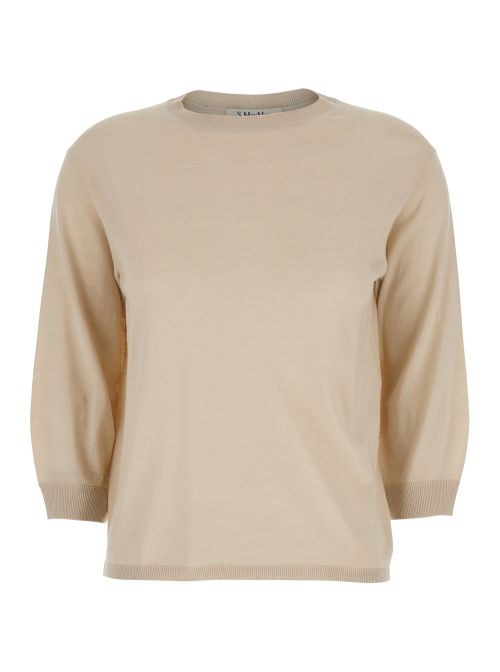 Virgin Wool Crewneck Sweater — Beige