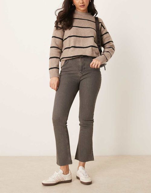 ASOS DESIGN cropped kick flare jeans in brown overdye