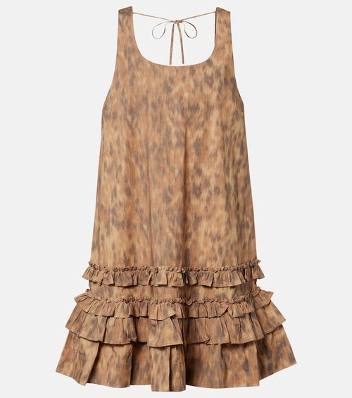 Ruffled printed cotton minidress